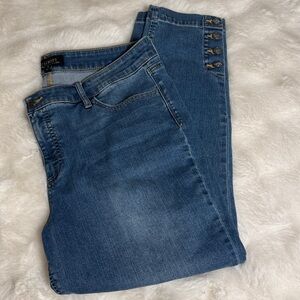 Talbots Blue Ankle Jeans with Button Detail